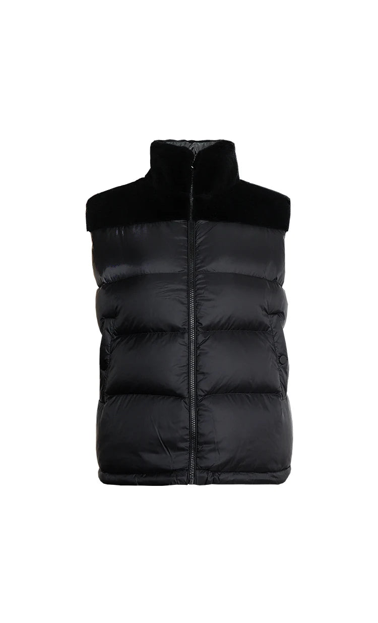 Women's High-Quality Woollen Luxury Jacket, Thick White Duck Down Vest Coats For Ladies