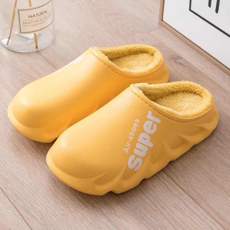 Unisex Winter Plush Sport Slippers Outdoor Waterproof Home Warm Fuzzy Slippers Suitable As Garden Shoes For Men & Women