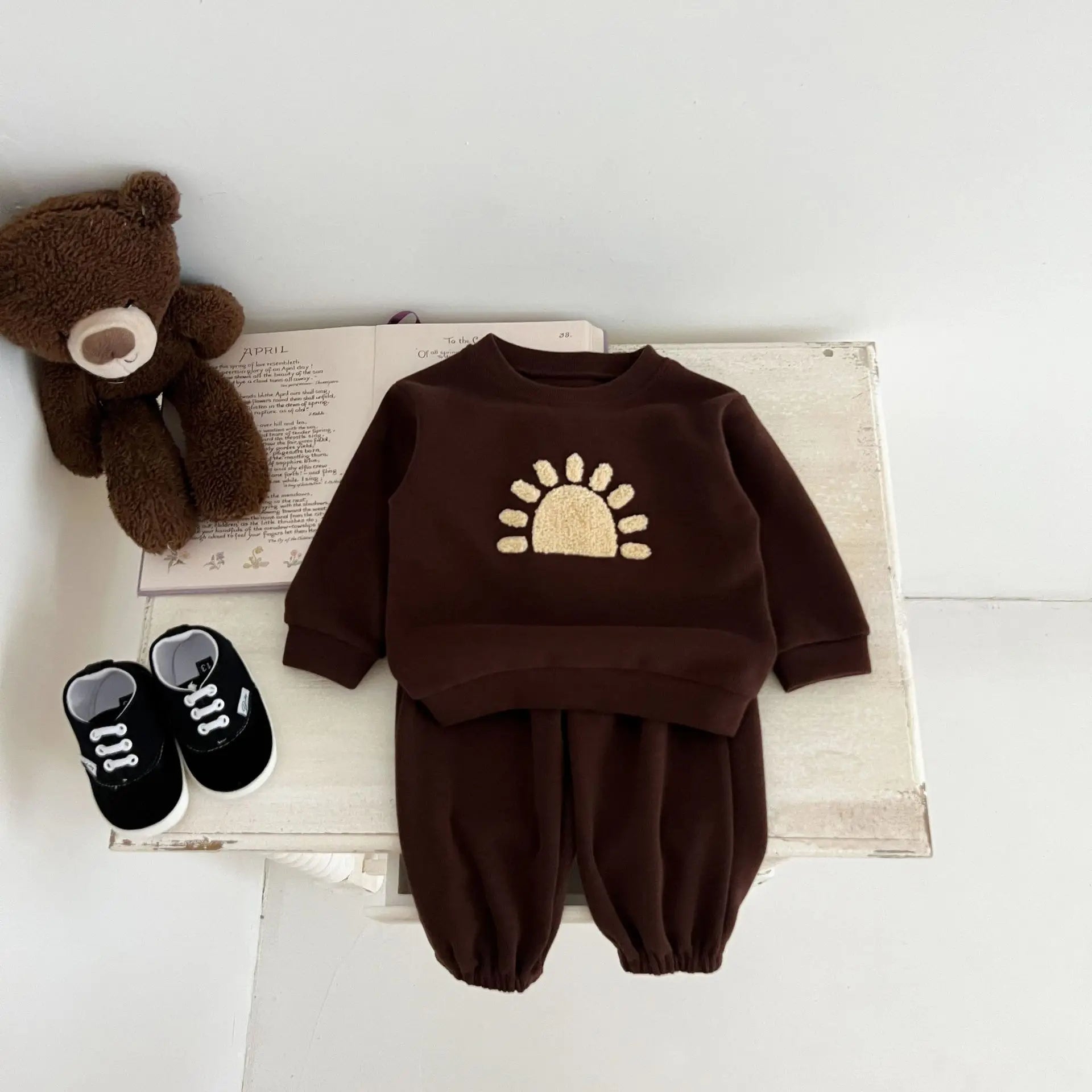 NEW Autumn Children's Clothing Pullover Set Boys Sweatshirt and Pants Girls Letter Hoodies Suit Kid's 2PCS Outfit 0-4Y Unisex