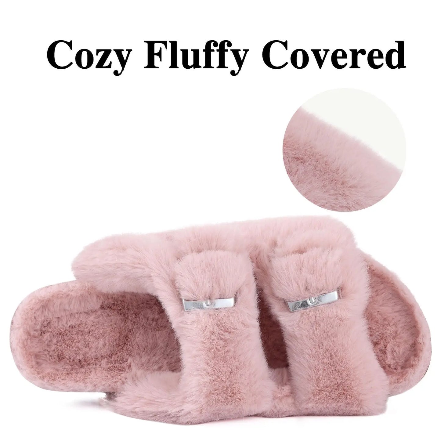 Women's Winter Warm Leisure Slippers Non-Slip Outdoor Slides Cork Insole Cosy Slip-On With Arch Support Suitable As Ladies' Sandals