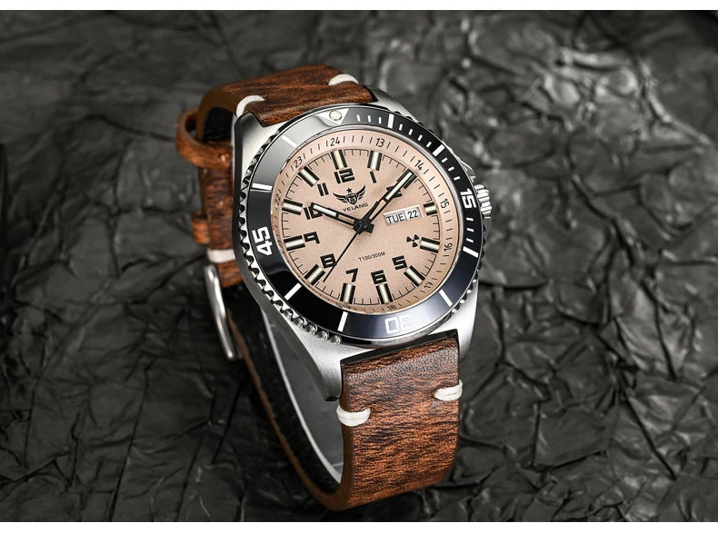 Yelang V1031 Men's Luxury Watch 44mm Diver Automatic Mechanical Movement Sapphire Luminous 300M Waterproof 30BR Japan 8205 Self-Wind