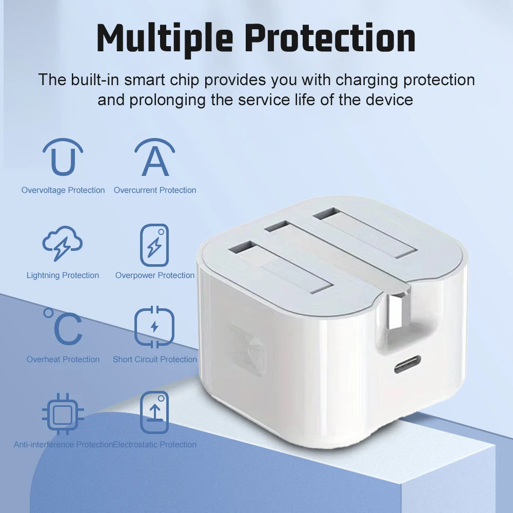 UK USB C Charger For iPhone 15 14 13 Pro QC3.0 Quick Charge PD 25W Type C Fast Charging Travel Wall Charger Power Adapter