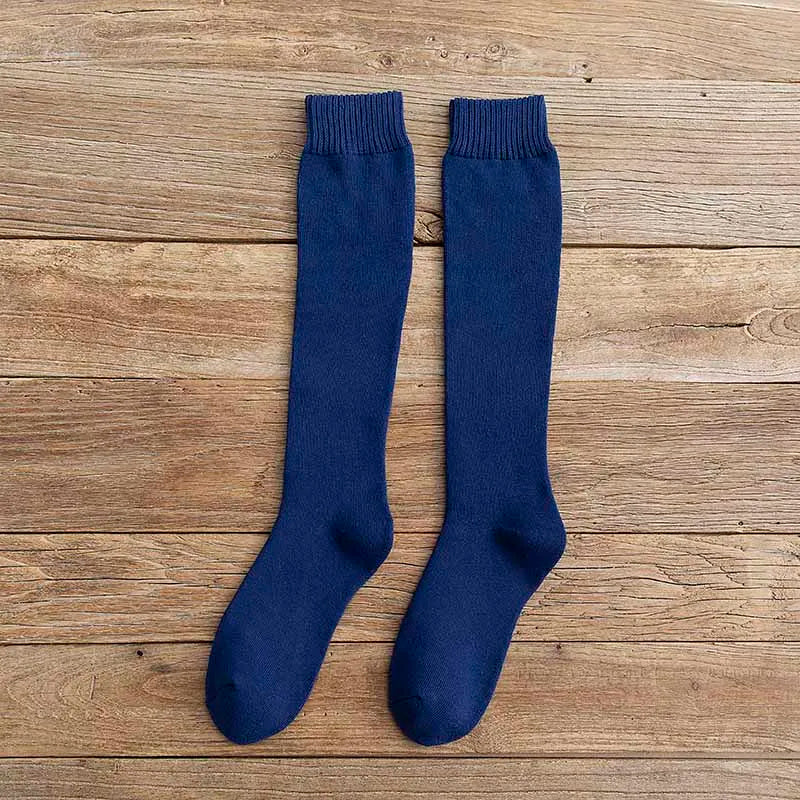 3 Pars Men's Winter Thick Warm Knee-High Cotton Socks - High-Quality Long Black Casual Fashion Socks for Cold Weather