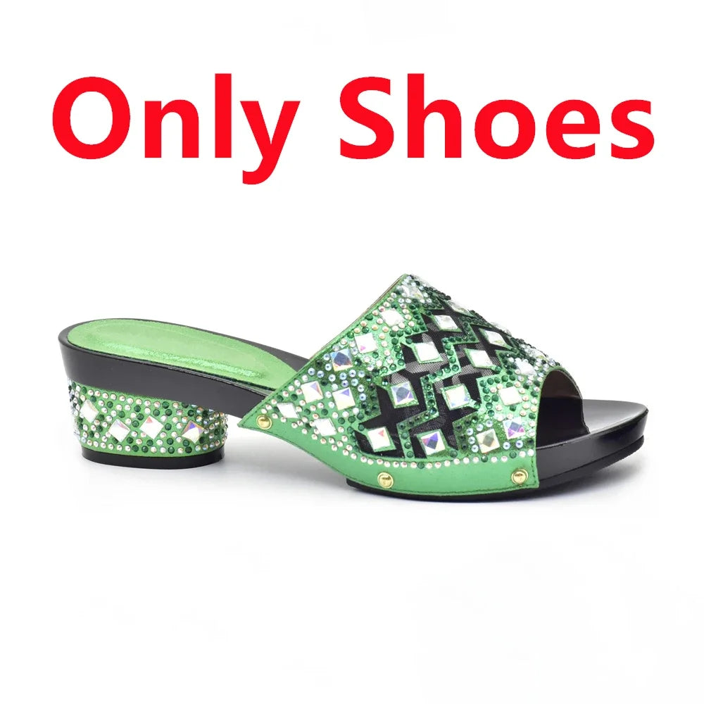 Italian Women Wedding Shoes and Bag Set Decorated with Rhinestone Shoes for Women 2025 Designer Luxury Elegant Pumps