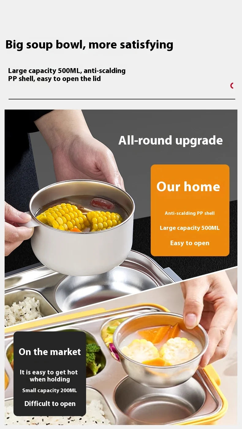 316 Stainless Steel FoodGrade Extra-Large Insulated Airtight Lunch Box - Microwave Safe Container for Office Workers & Students