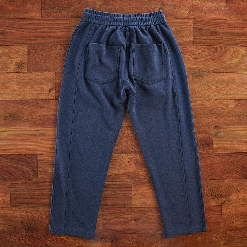 Herfst Nieuwe Amerikaanse Retro Dikke Effen Kleur Gebreide Joggingbroek Heren Eenvoudige Elastische Taille Trekkoord Sport Casual Losse Broek