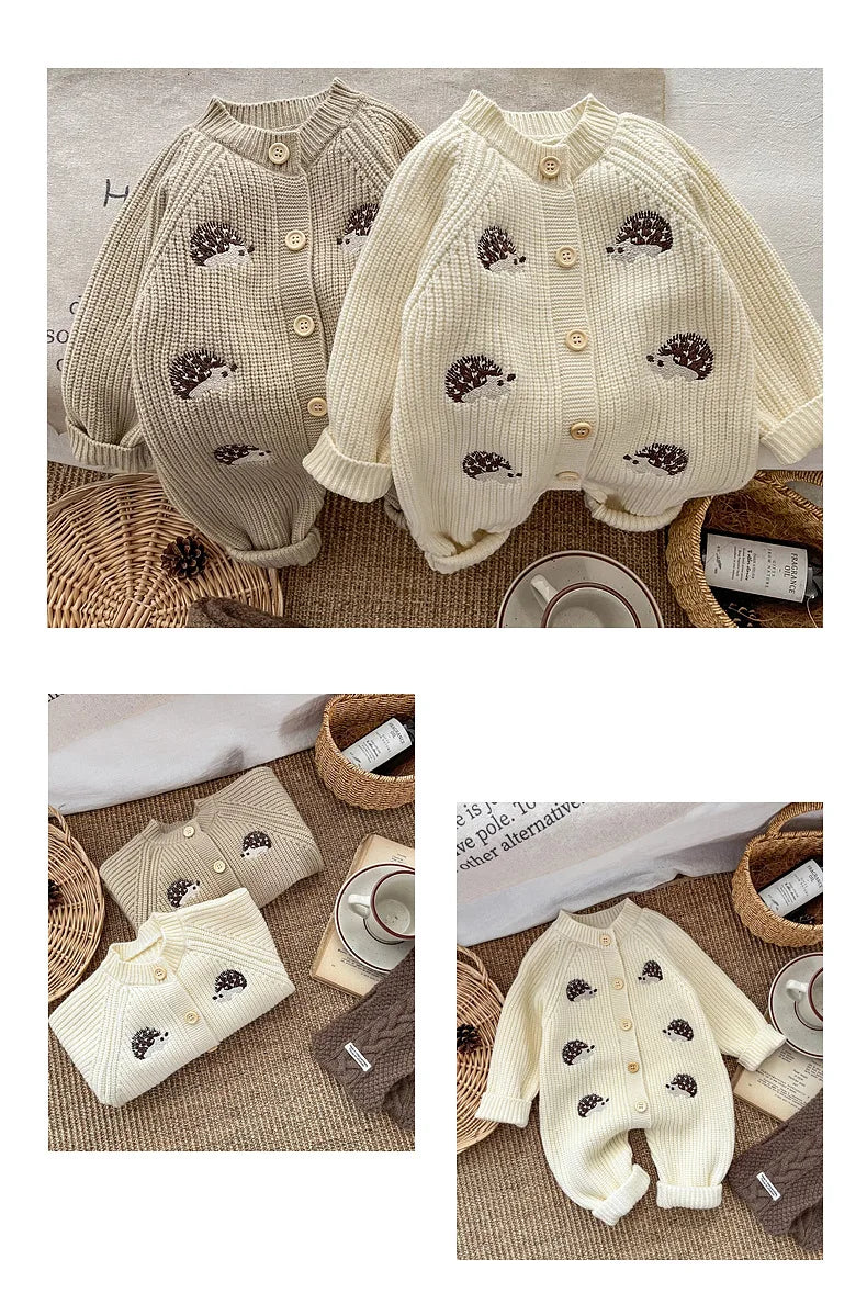 2025 Spring New Children Clothes Animal Embroidery Girls Rompers Single Breast Boys Jumpsuits For Babies 0-1Y Unisex