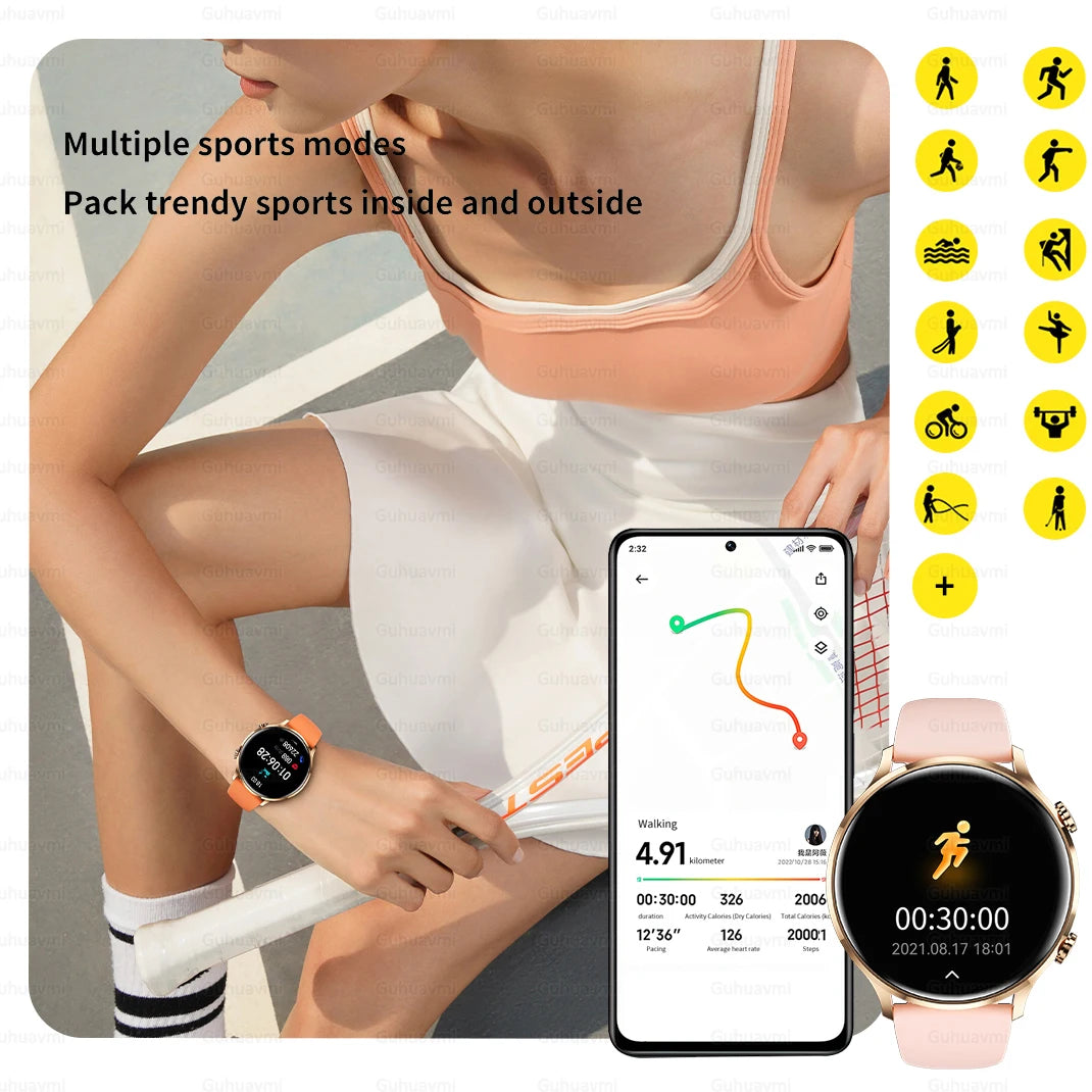 2025 New Smartwatch Women AMOLED HD Screen Always On Display Bluetooth Call IP68 Waterproof GPS Smart Men Watch - Compatible with Android IOS