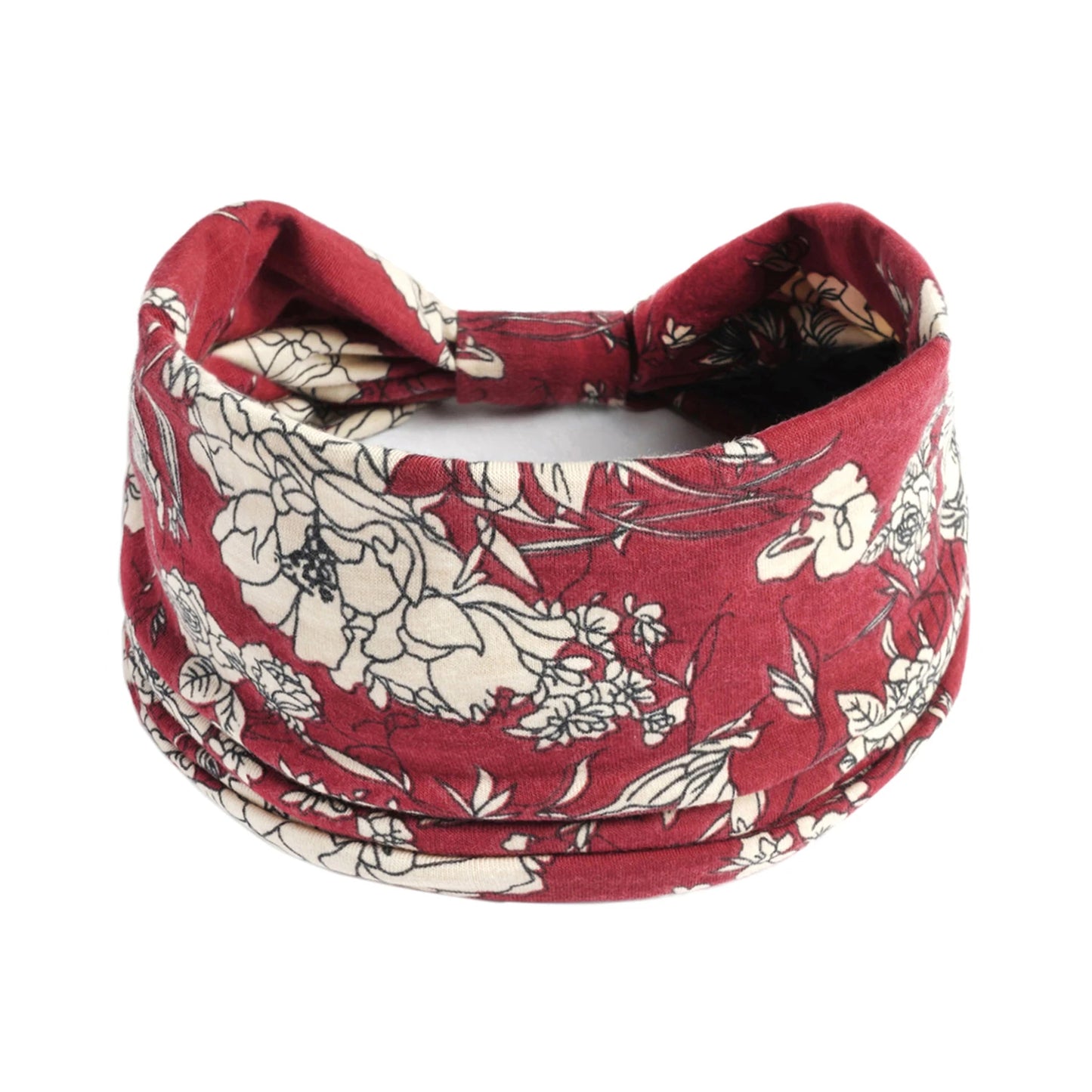 Bohol Headbands Women Wide Knotted Hairbands Elastic Turban Head Bands Non-Slip Floral Yoga Sports Sweatbands Workout Head Wraps