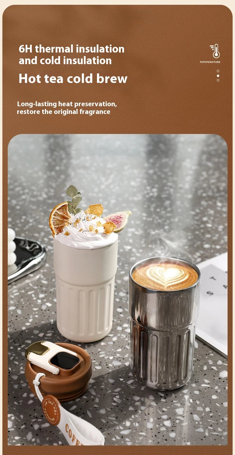 316 SS Smart Vacuum Insulated Thermos Flask - 24/12Hr Hot/Cold Retention, Leakproof, Minimalist Design, Travel Coffee Mug for