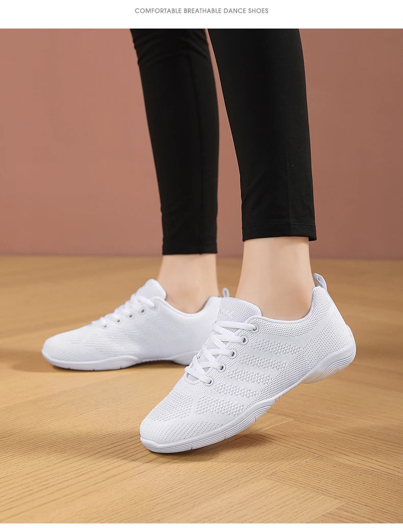 Youth Competition Cheerleading Breathable Sneakers Girls White Dance Training Shoes Children's Competitive Aerobics Shoes