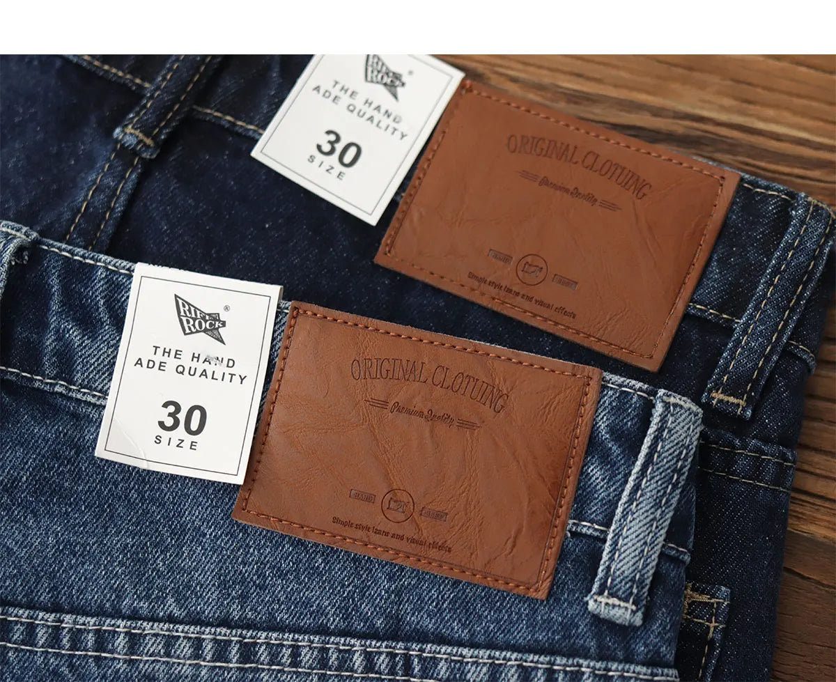 2025 Lente Nieuwe Amerikaanse Retro Primaire Kleur Denim Jeans Heren Eenvoudige 90% Katoen Gewassen Oude Casual Losse Rechte Wijde Broek