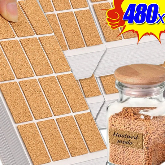 36/480 stuks kurken etiketten stickers keuken kruiden classificatie tags verpakking afdichting tag doe-het-zelf zelfklevende traceerbare decor sticker