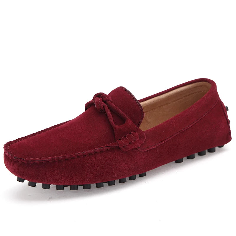 New Trend Youth Driving Loafers Red Male Formal Dress Shoes Suede Leather Lazy People Walking Shoes Good Quality Moccasins Shoes