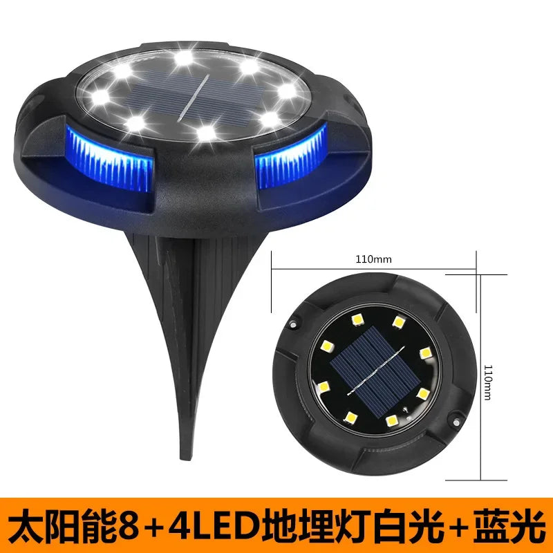 12LED Solar Underground Light Circular Outdoor Garden Solar Underground Light Deck Light Buried Solar Light Garden Decoration