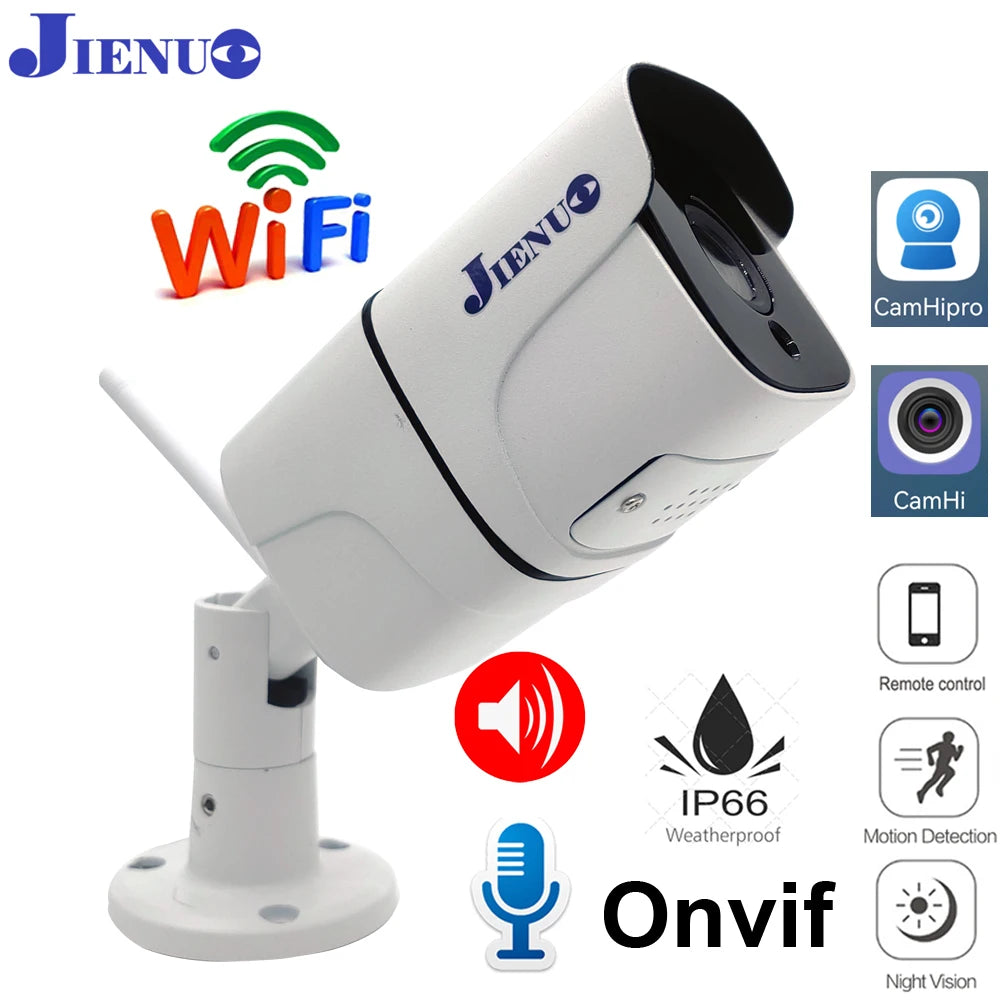 JIENUO 5MP Wifi Camera IP Outdoor Waterproof Wireless NightVision Onvif 1080P Audio Security Surveillance HD 2mp Home Cam CamHi