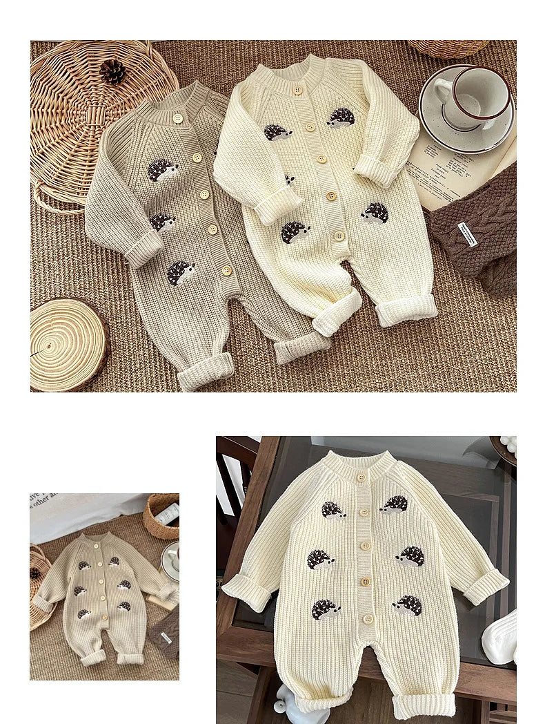 2025 Spring New Children Clothes Animal Embroidery Girls Rompers Single Breast Boys Jumpsuits For Babies 0-1Y Unisex