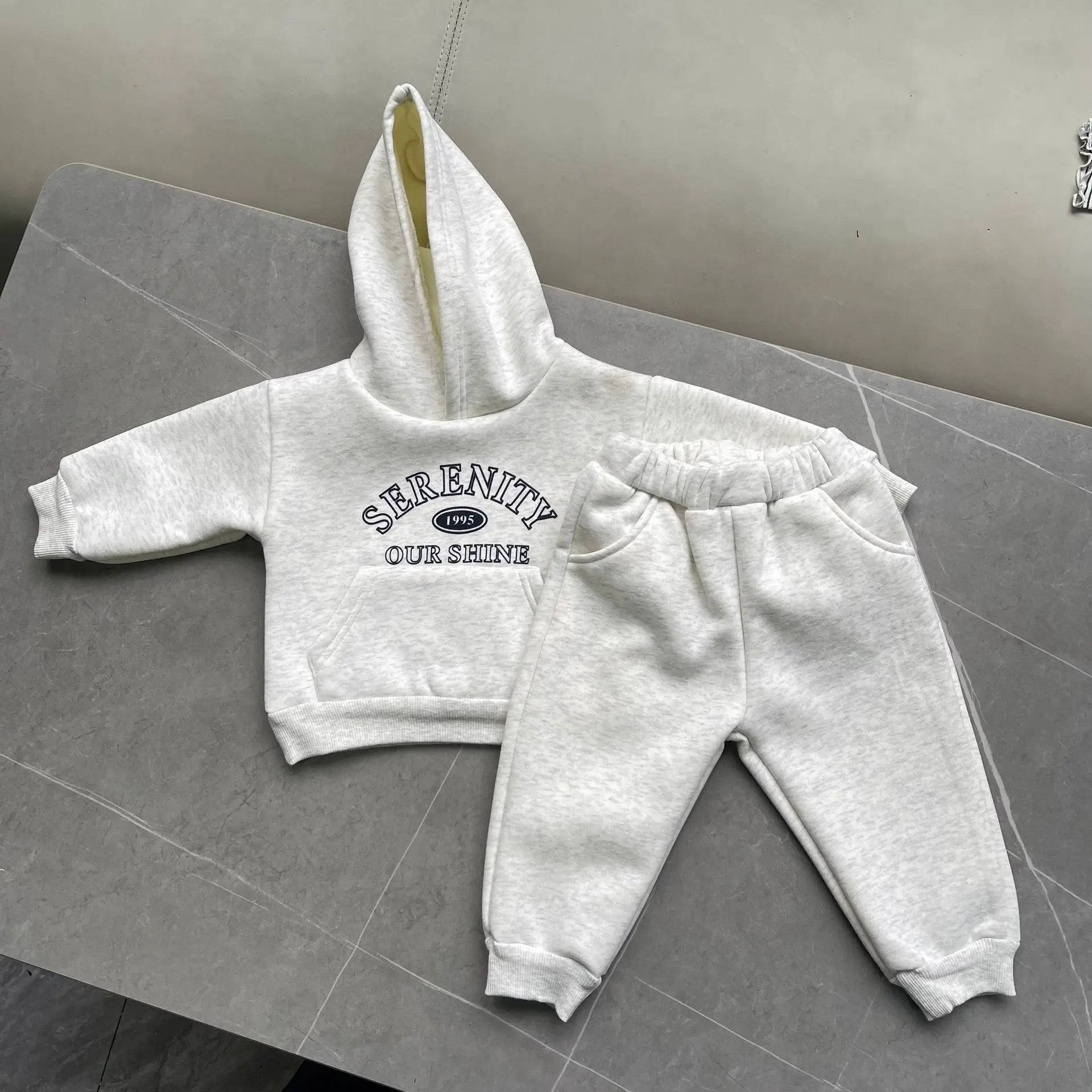 2025 Autumn Winter New Baby Letter Print Hooded Sweatshirt + Sweat Pants 2PCS Suit Boys Girls Casual Sports Set Kids Outfits 1-3Y