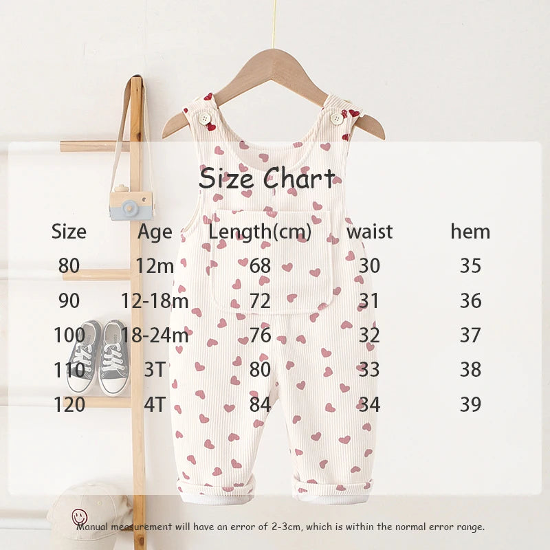 New Autumn Baby Trousers Toddler Cute Love Overall 1-4T Infant Girls Versatile Loose Corduroy Pants