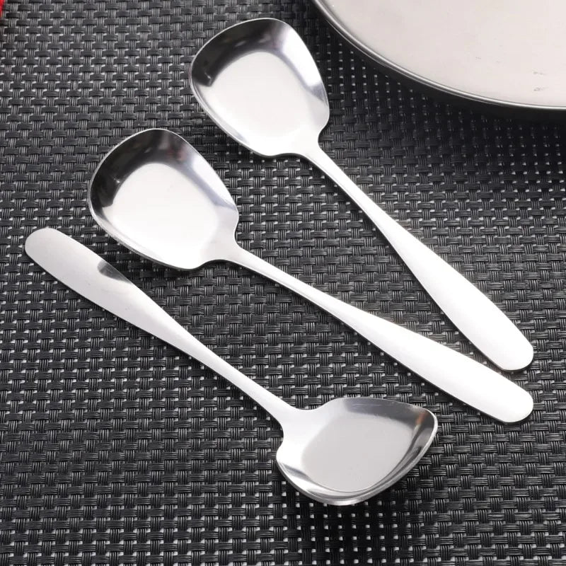 1/2PCS Thicken Long Handle Spoon Stainless Steel Soup Scoop Rice Hot Pot Round Head Spoon Home Kitchen Tableware Cooking Utensil