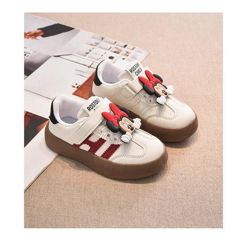 Cartoon Children's Casual Shoes Cute Minnie Girls Sneakers Fashion Mickey Boys Sport Shoes Anti-Slip Soft Sole Kids Board Shoes