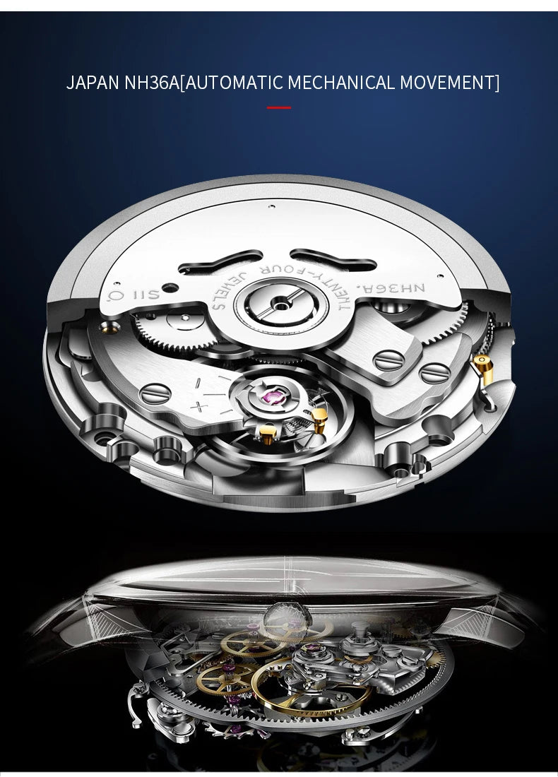 Yelang V1007 42MM Men Watch NH36 Luminous T100 Brand 100M Waterproof Mechanical Automatic Watch Sapphire Lens Reloj Business