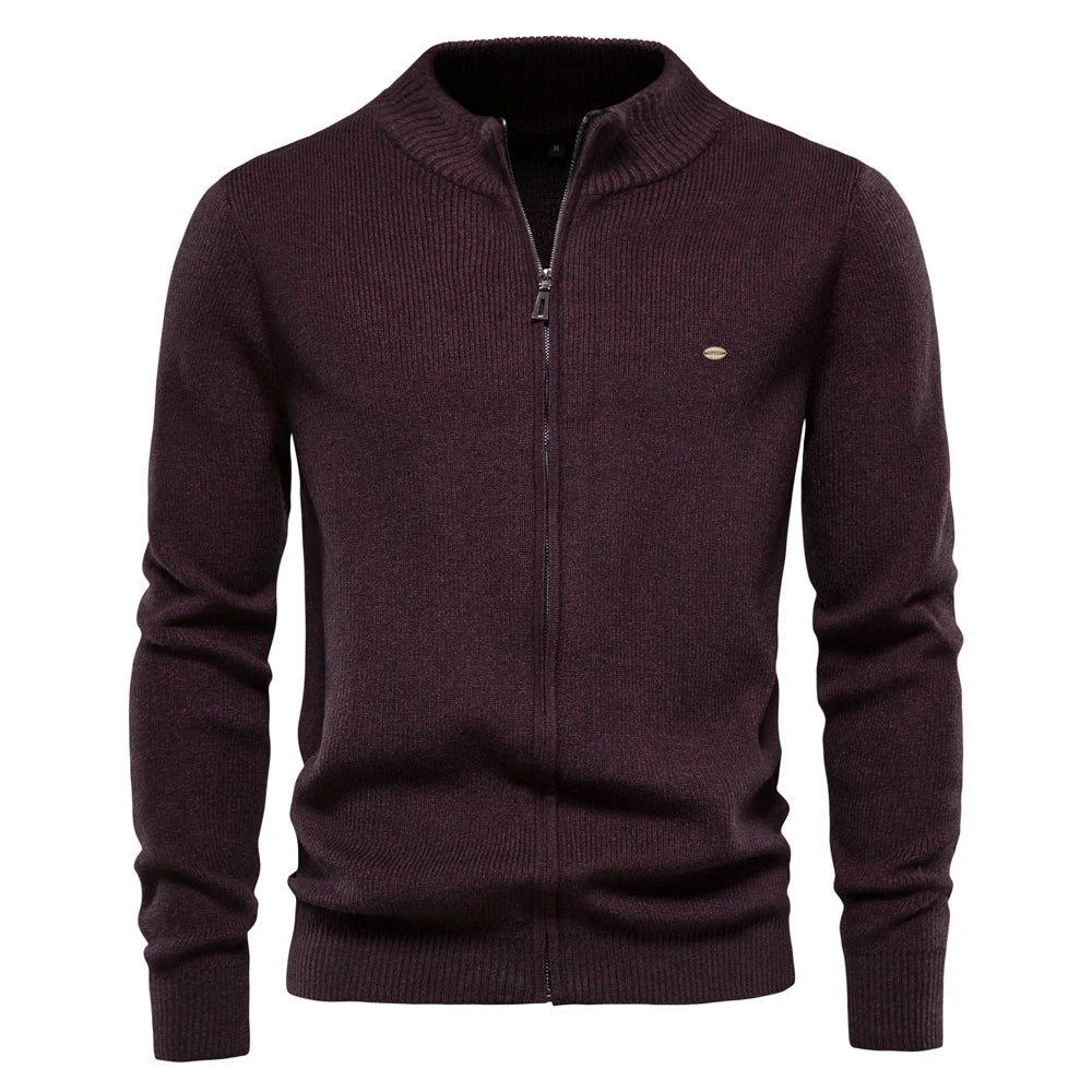 Men's Thickened Cardigan Solid Colour Zipper Basic Sweaters High Quality Winter Autumn Cardigan For Men