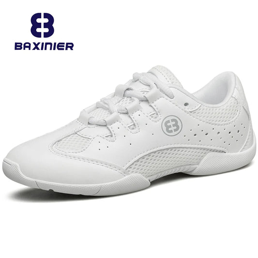 Girls White Cheerleading Shoes Lightweight Youth Cheer Competition Sneakers Kids Breathable Training Dance Tennis Shoes