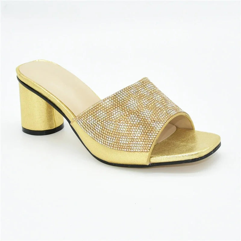 Wedding T. Blue Colour Nigerian Shoe Italian High Heels Autumn Slipper for Wedding Elegant Crystal Women Pumps