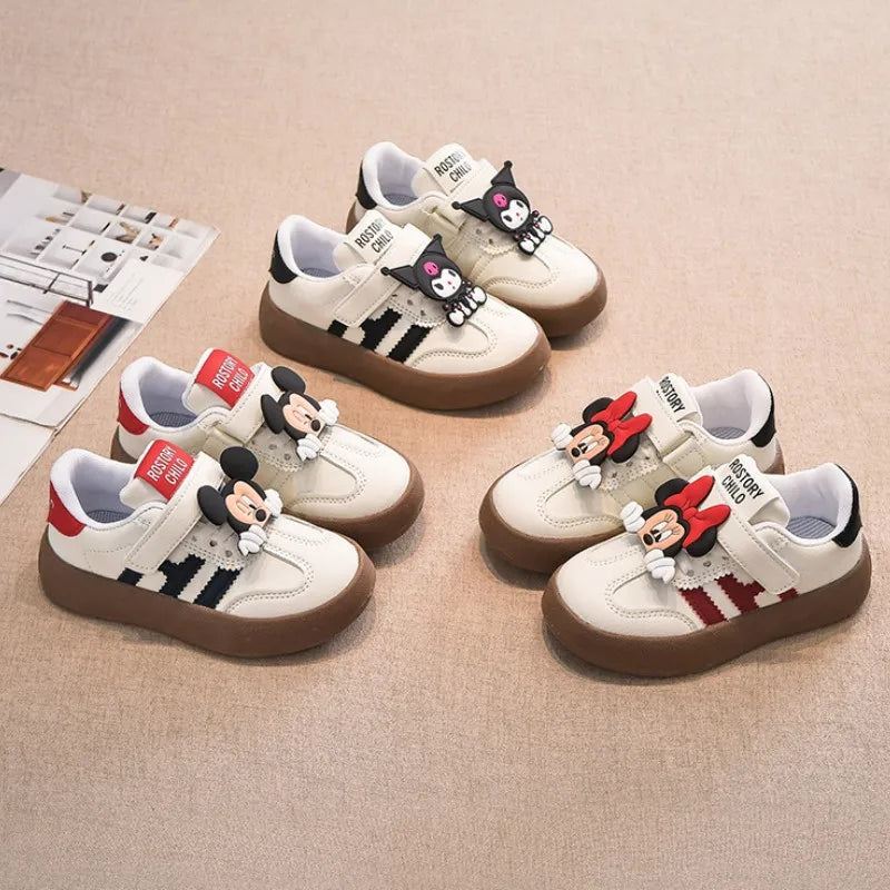 Cartoon Children's Casual Shoes Cute Minnie Girls Sneakers Fashion Mickey Boys Sport Shoes Anti-Slip Soft Sole Kids Board Shoes