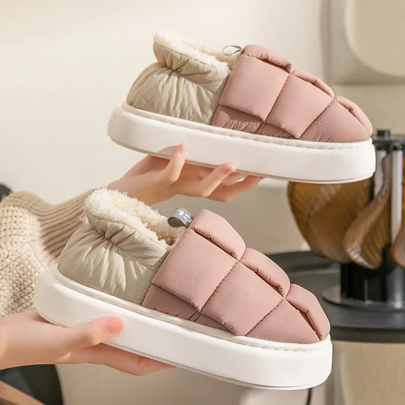 Women's Winter Warm Flat Slippers With Soft Fluffy Cosy Cotton Thick Bottom and Non-Slip Sole Suitable For Home and Outdoor Use Ladies Shoes