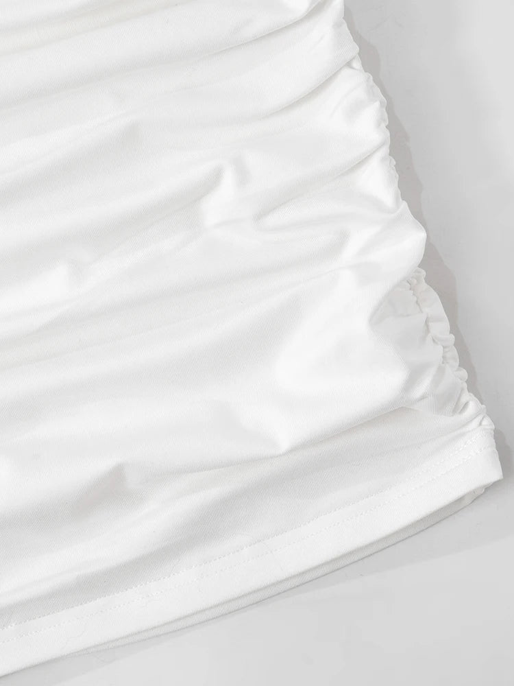 Liefdesringen Patchwork 2-delige set met gekruiste haltertops voor dames + gerimpelde holle rokken, bijpassende pakken met trendy straattrends