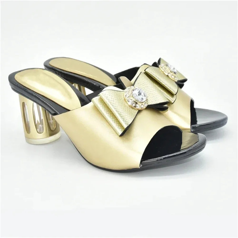 Ladies Bridal Wedding Nigeria Shoes with Rhinestones Italian High Heels Wedding Slippers Italian Women Party Pumps