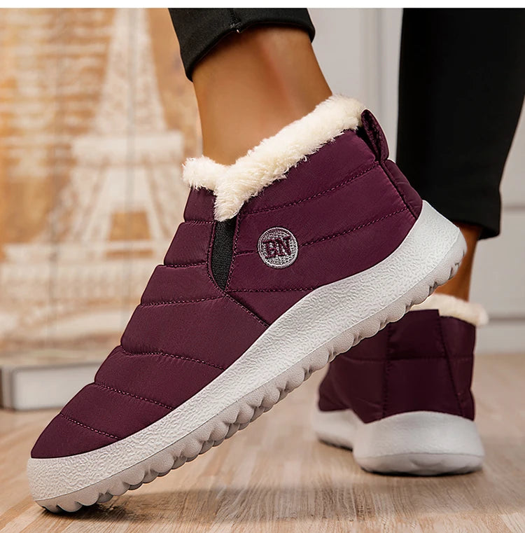 Winter Women Flats Warm Fur Black Ladies Shoes Round Toe Waterproof Shoes Sneakers Women Flat Zapatos De Mujer Shoes Woman