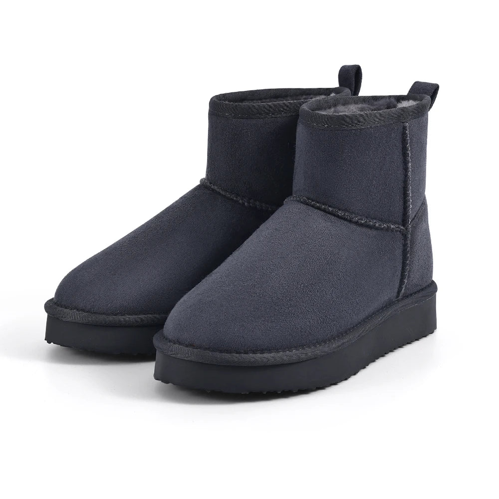 Women's Winter Classic Snow Boots Warm and Comfy Flat Furry Boots Outdoor and Indoor Non-Slip Fluffy Female Cotton Shoes