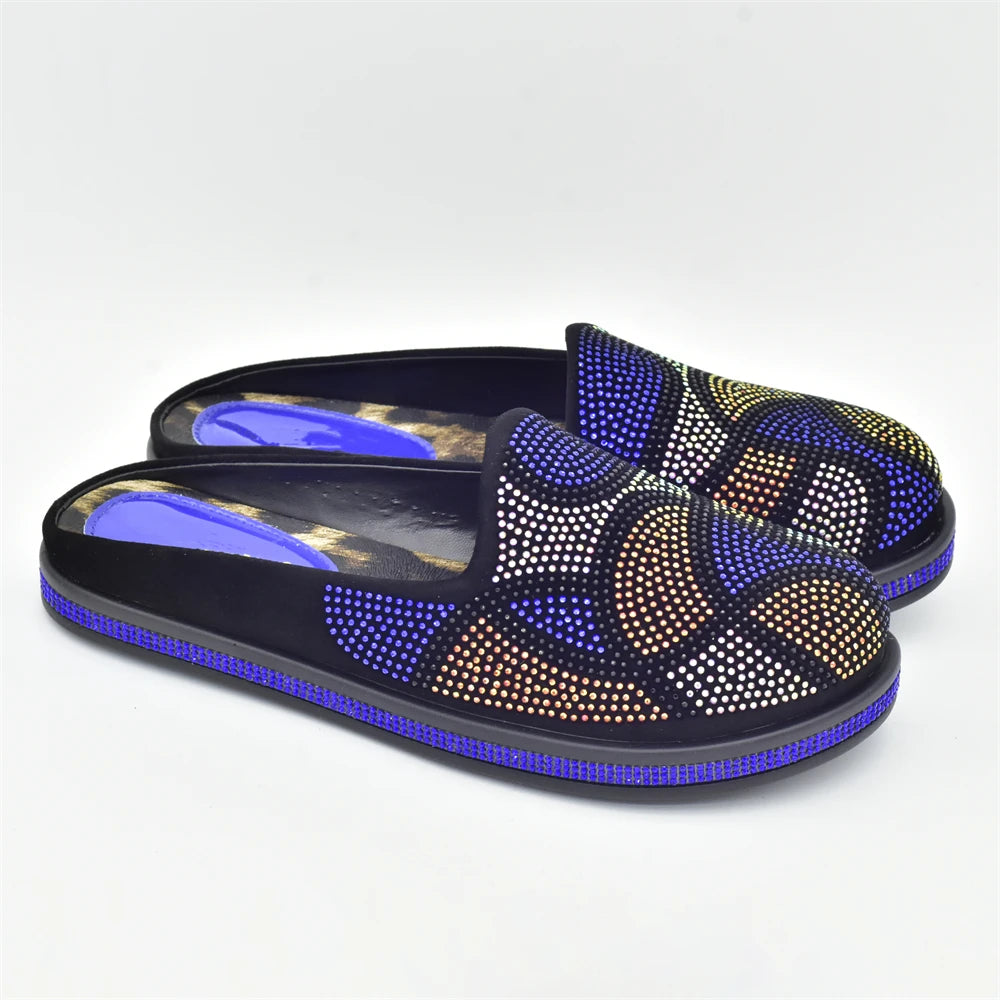 Fashion Women Mules Half Closed Slippers for Female Shoe Bling Rhinestone Sparkly Light Comfy Walking Shoe