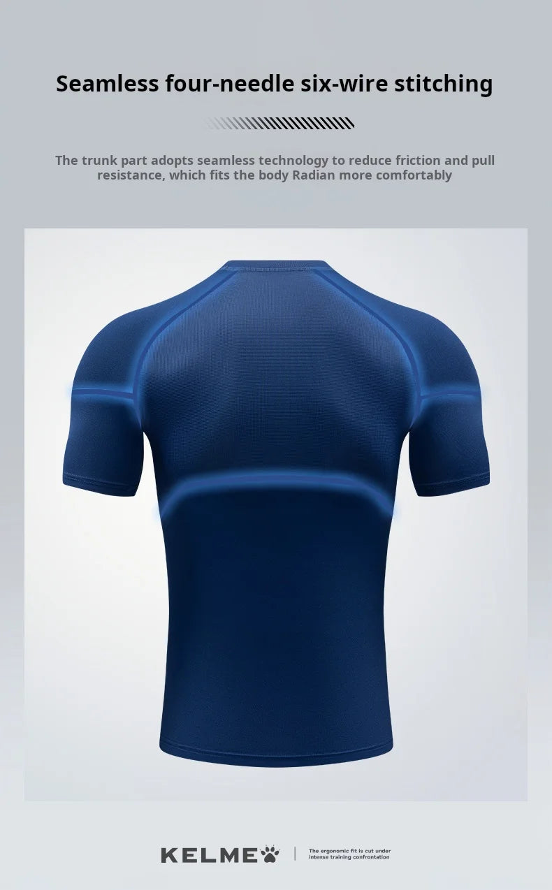 Fitness T-shirt Men's High Elasticity Breathable Tight Clothes Round Neck Basketball Running Training Short Sleeves