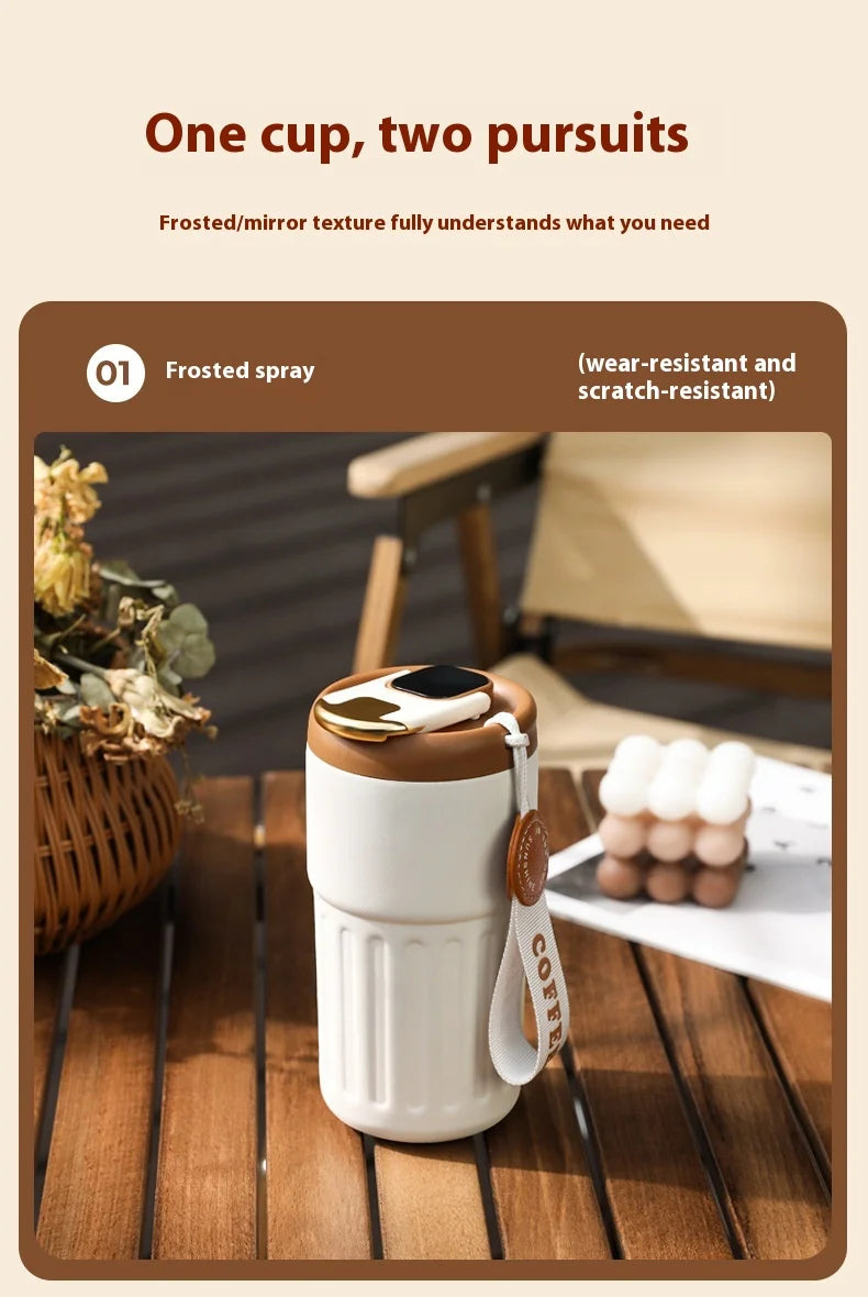 316 SS Smart Vacuum Insulated Thermos Flask - 24/12Hr Hot/Cold Retention, Leakproof, Minimalist Design, Travel Coffee Mug for