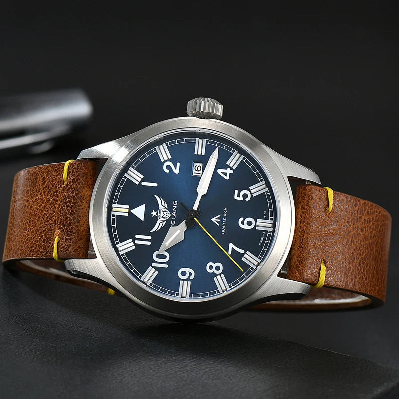 Yelang V1021 Men Quartz Watch 42mm Swiss Ronda Movement Luminous T100 100m Waterproof Men's Diving Watch 316L Stainless Sapphire