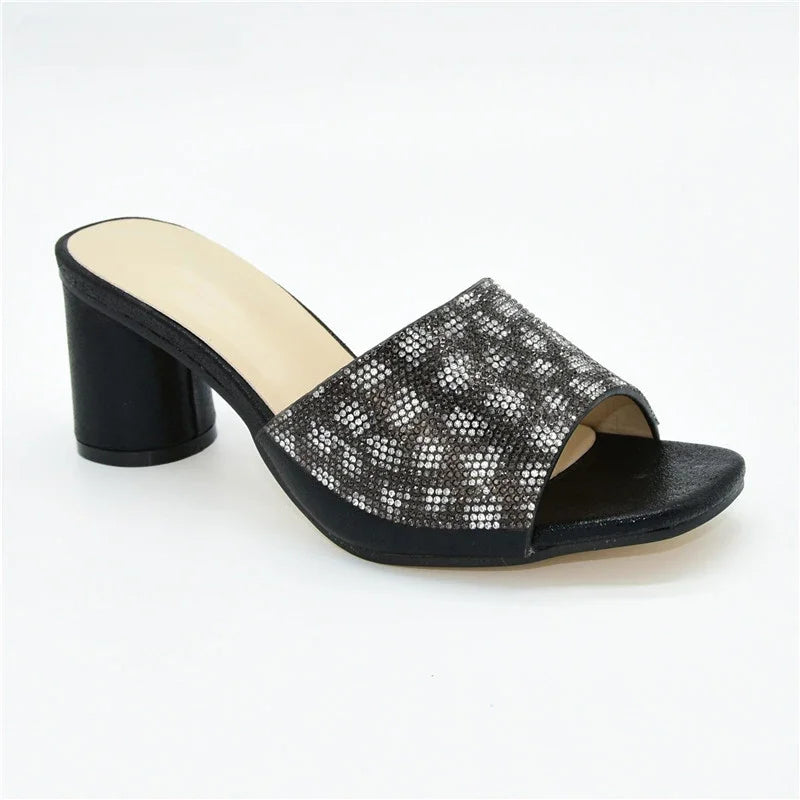 Wedding T. Blue Colour Nigerian Shoe Italian High Heels Autumn Slipper for Wedding Elegant Crystal Women Pumps