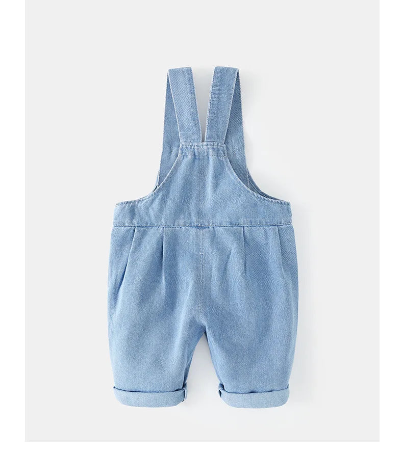 New Summer Kids Denim Overalls Girls Boys Cute Casual Loose Fit Jeans Children Outwear Pants 1-4T Unisex