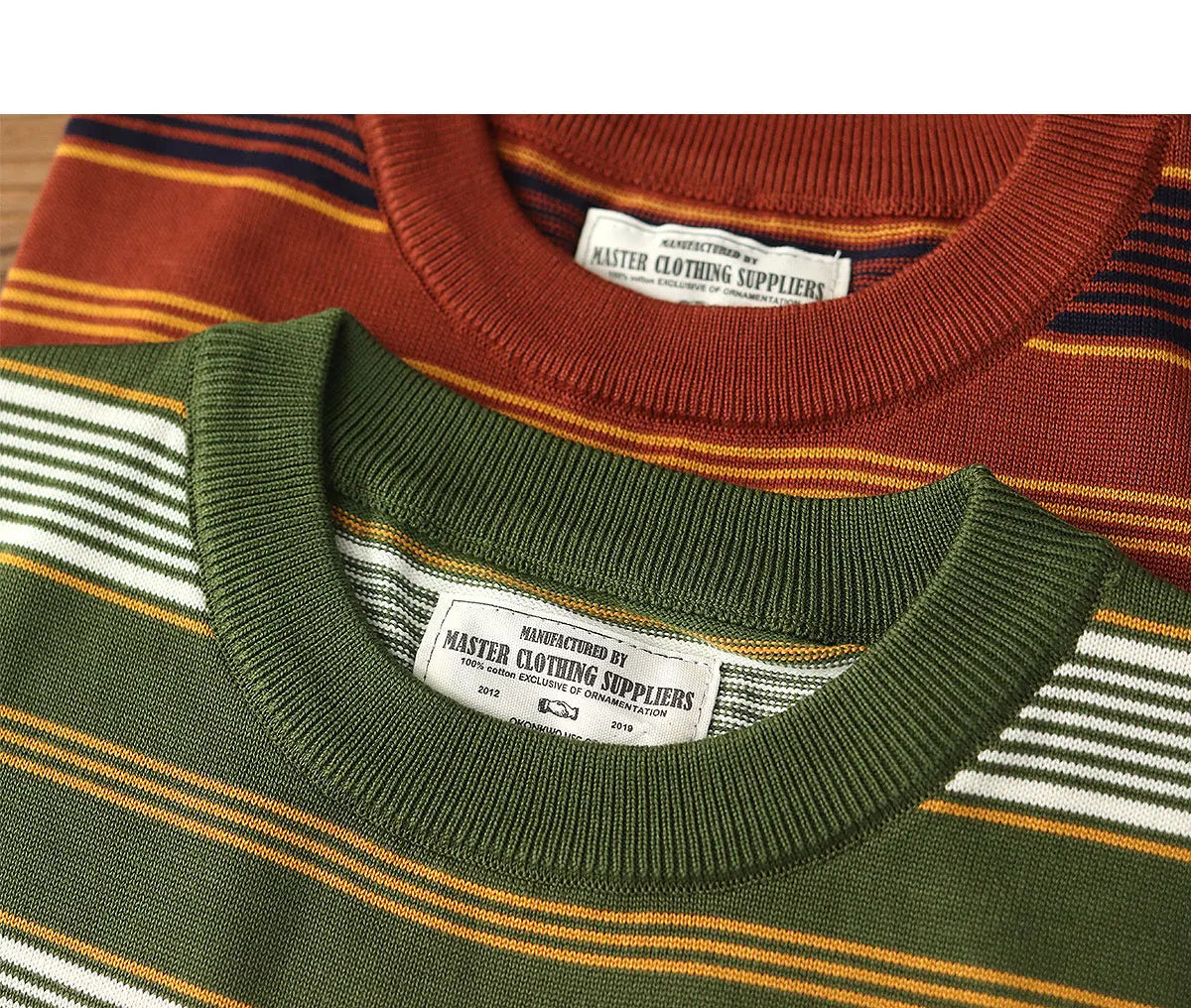 2025 Zomer Nieuwe Amerikaanse Retro 280G Korte Mouw O-hals Gebreid Gestreept T-shirt Heren Eenvoudig 100% Katoen Gewassen Casual Slim Tops