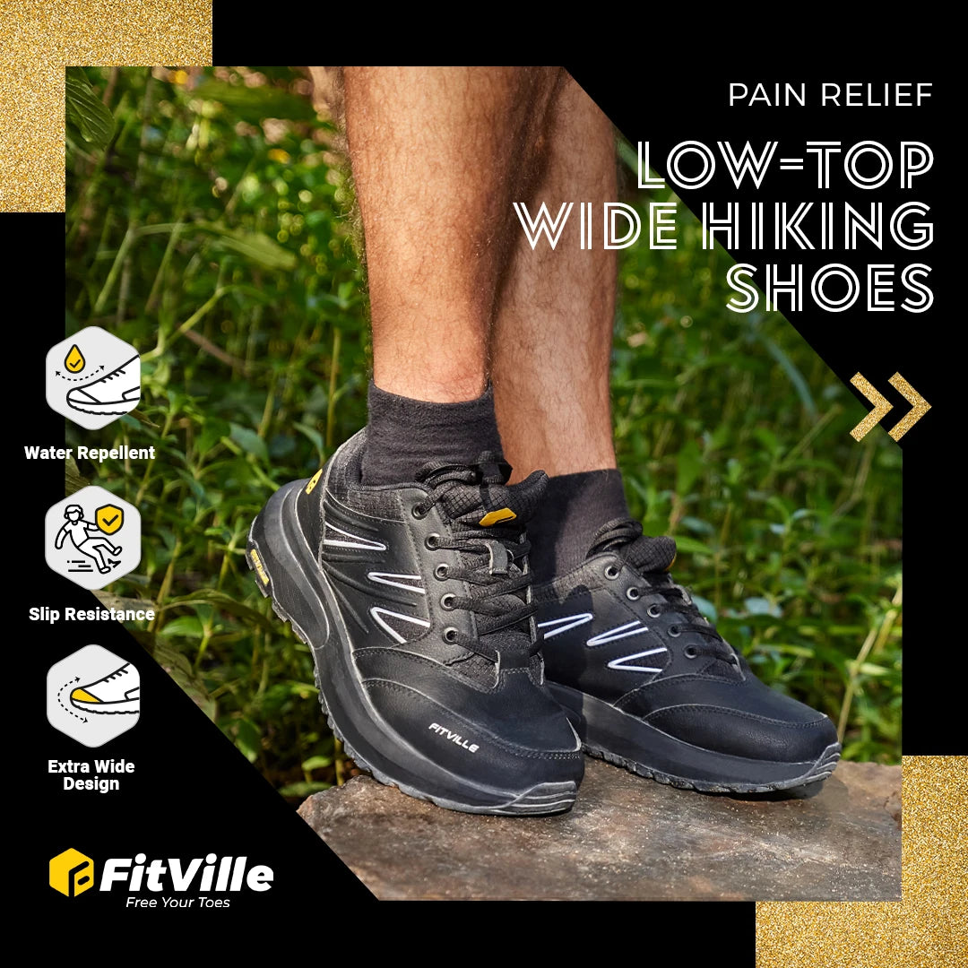 Men's Wide Hiking Shoes Water Repellent Lightweight Outdoor Climbing Shoes Trekking Trails Sneakers for Arch Support