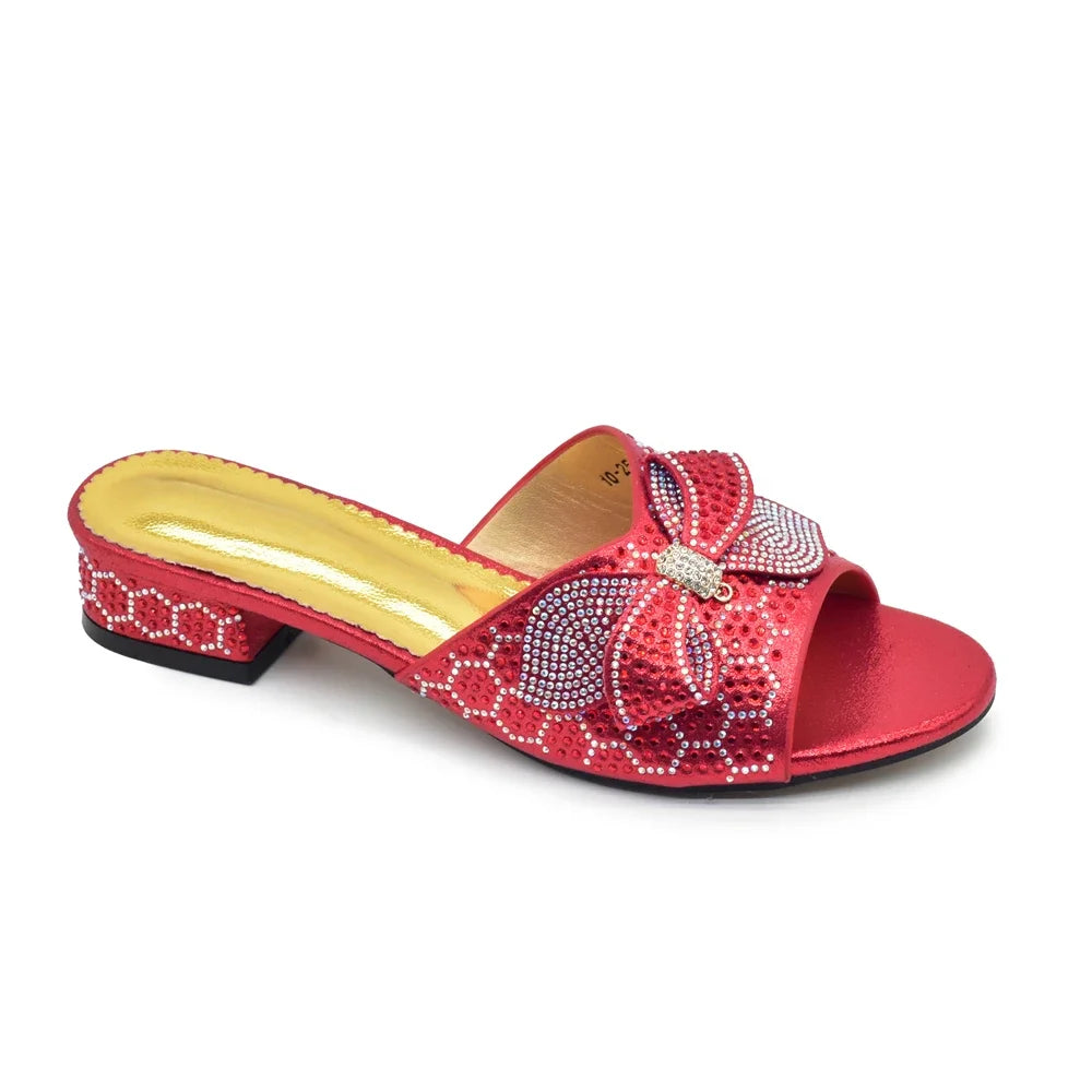 Women's Plus Size Luxury Glitter Studs Bow-tie Round Toe Classical Design Pumps With Low Heels and Rhinestone-Decorated for Ladies' Party Pumps