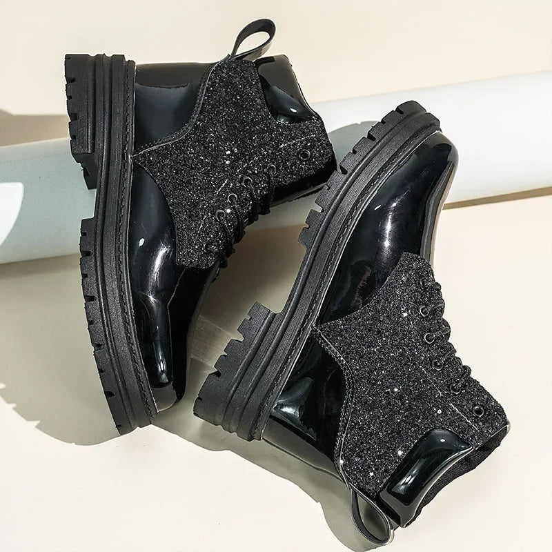 Fashion Women Casual Boots Black Outdoor Lady Luxury Brand Motorcycle Boot High Top Autumn Female Popular Leisure Walking Boots