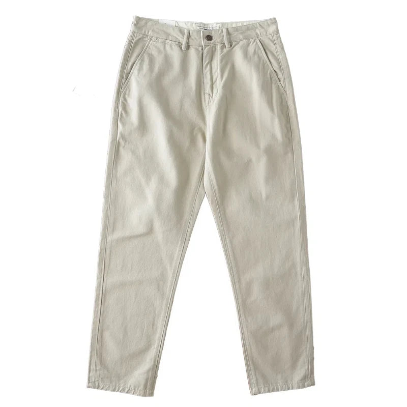 2024 Lente en herfst Nieuwe Amerikaanse retro zwaargewicht geweven keper casual broek Heren eenvoudige 100% katoenen gewassen rechte broek