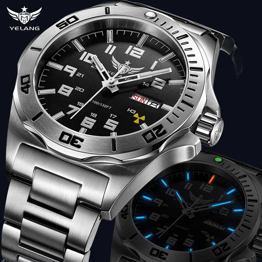 YELANG Watch Men's 44MM Mechanical Wristwatches Luxury Sapphire Glass AR Coated Automatic Watches 10BAR Waterproof Watch For Men