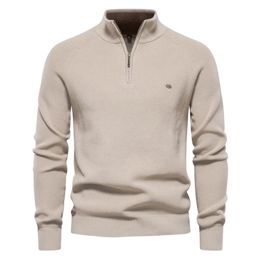 Men's Sweaters Casual Social Knitted Turtleneck Autumn Winter Sweaters Mock Neck Button-Up Cotton Pullover for Men
