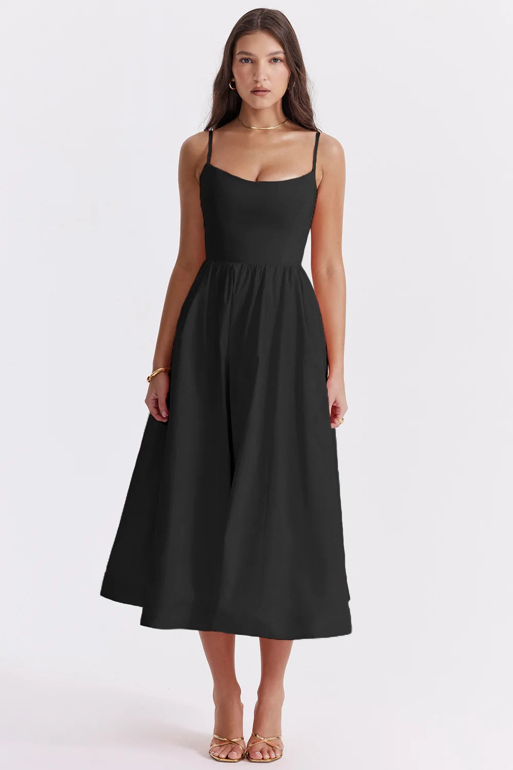 Chic Elegant Party Dresses for Women Solid Spaghetti Strap Sleeveless Long Dress Holiday Beach Sundress Robe Femme Été