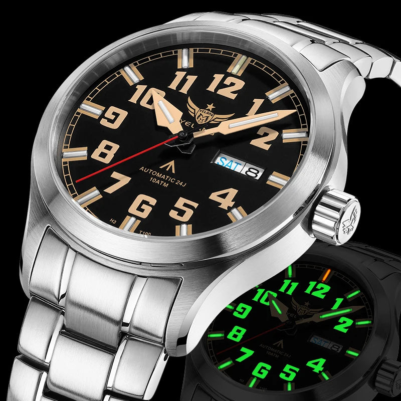 Yelang V1007 42MM Men Watch NH36 Luminous T100 Brand 100M Waterproof Mechanical Automatic Watch Sapphire Lens Reloj Business